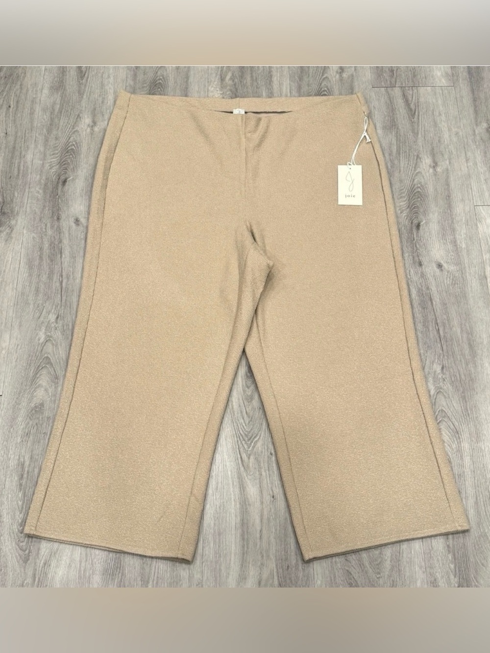 Joie Women’s Beige Summer Vacation Wide Leg Knit Cropped Pants